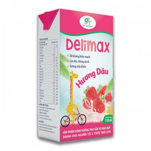Sữa pha sẵn vị trái cây Delimax hương dâu (thùng 48 hộp)